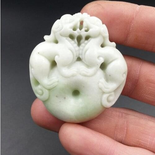 Natural Lantian Jade Chinese Pixiu Pendant Necklace Fashion Jewellery Accessories Hand-Carved Amulet Gifts Women Free Rope