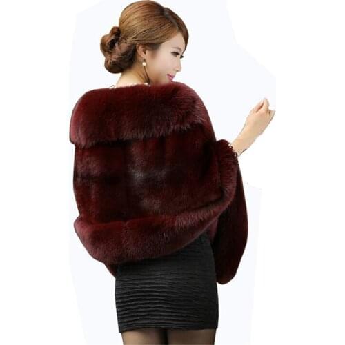 New Bridal Jacket Coat Faux Fur Women Wedding Shawl Evening Party Dress Wraps Fur Shoulder Capes Slim Lady Fake Fur Cloak WZ134