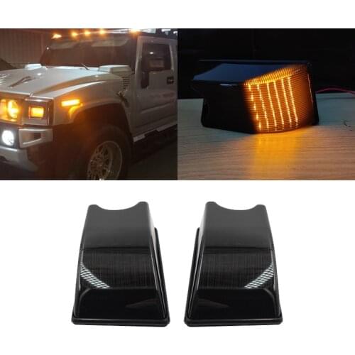 For Hummer H2 2003-2009 H2 SUT 2005-2009 Smoked 2PCs Front Amber Led Cab Roof Marker Lights