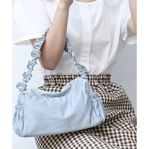 Korean Version Simple Nylon Handbag Fold Shoulder Strap Underarm Bag Net Red Design Oxford Single Shoulder Purses And Handbags