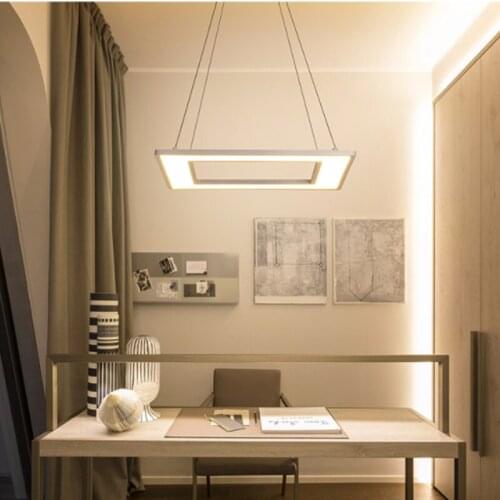 Rectangle or Square Lights White or Black Modern Led Pendant Lights For Living Room Dining Room Kitchen Room Pendant Lamp