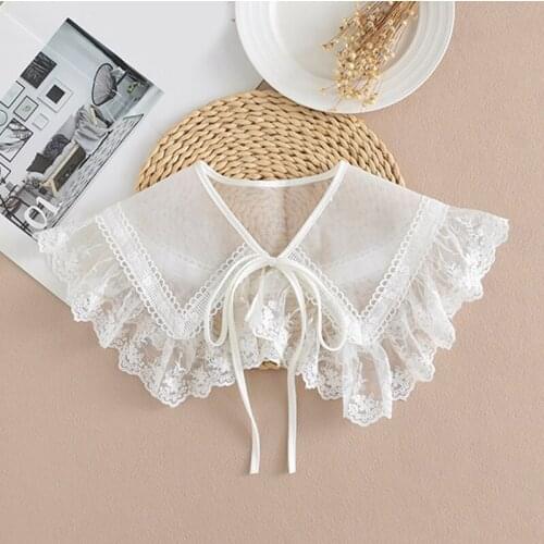 Q39C Lace Detachable Half Shirt Blouse Faux Collar Neck Ruff Neck Collar Fake Collar Mini Cape Doll Collar Choker
