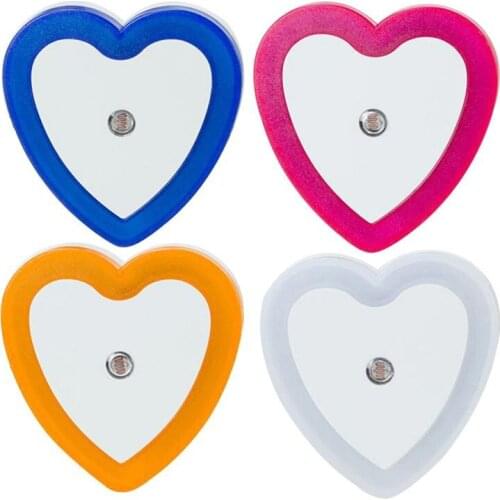 Heart Shape Plug in LED Night Light Wall Lamp Automatic Dusk to Dawn Sensor Colors Novelty Baby Bedroom Romantic Colorful Lights