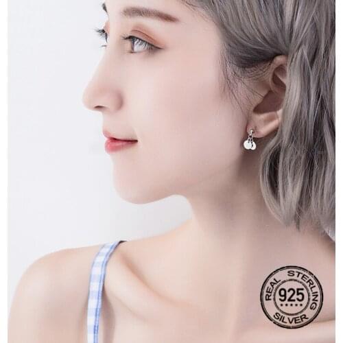 Earrings 925 Sterling Silver For Women Disc Pendant Simple New High Quality Korean Fashion Design Girlfriend Gift Jewelry INEFFA