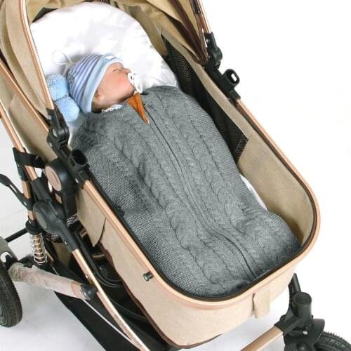 Knitted Baby Sleeping Bags Pure Color Zipper Toddler Swaddle Newborn Wrap Envelopes Kid Bedding Protection Accessories