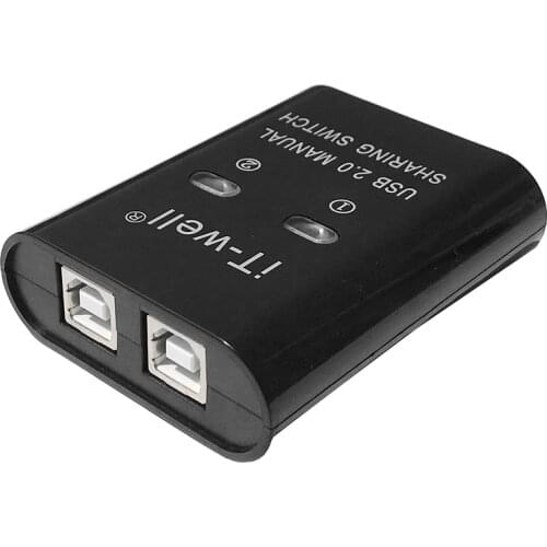 IT-Well USB Printer Sharing Device, 2 in 1 Out Printer Sharing Device, 2-Port Manual Kvm Switching Splitter Hub Converter