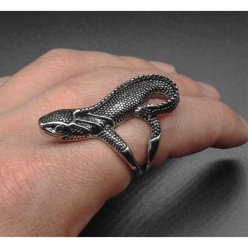 Vintage Lizard Ring for Men and Women Silver Color Stainless Steel Punk Biker Ring Cute Animal Lizard Jewelry DropShipping Store