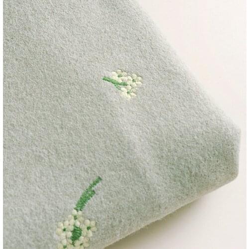 High quality Woolen cloth tissu Fresh and simple embroidery fabric Autumn and winter soft woolen coat suit skirt handmade tissus