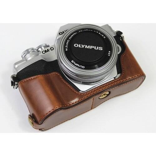 Pu Leather Case Bottom Opening Version Protective Half Body Cover Base For Olympus omd e-m10 iV OM-D E-M10 Mark 4Camera