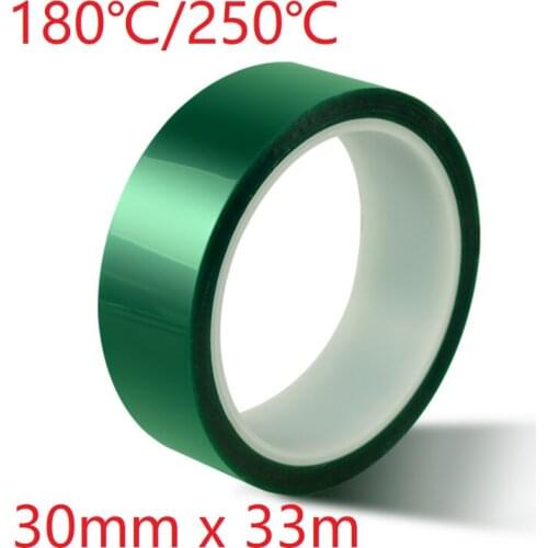 30mm x 33m Green PET Film Tape High Temperature Heat Resistant PCB Solder SMT Plating Shield Spray Paint Insulation Protection