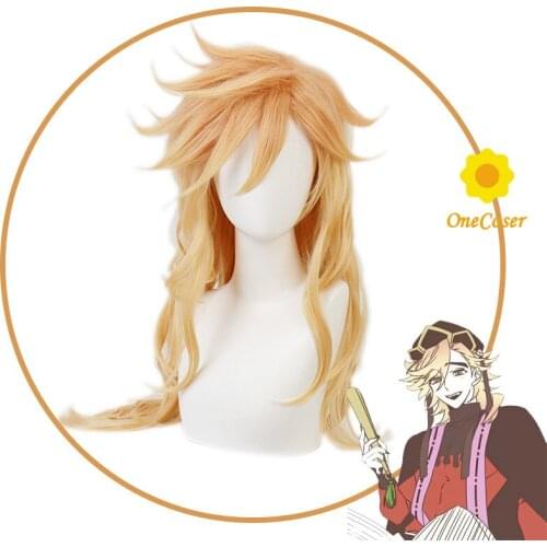 Anime Demon Slayer Douma Cosplay Yellow Long Wig Gradient Kimetsu no Yaiba Heat-resistant Fiber Hair + Wig Cap Party