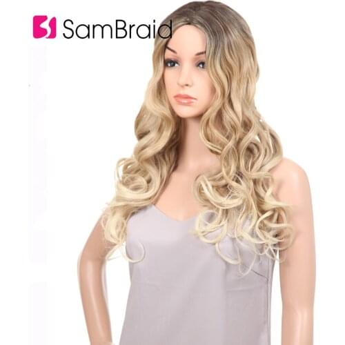 Sambraid Synthetic Body Wave Wig hair For Women 24inch/pack The Wig long handmade hair Blonde body wave wig for women 24inch