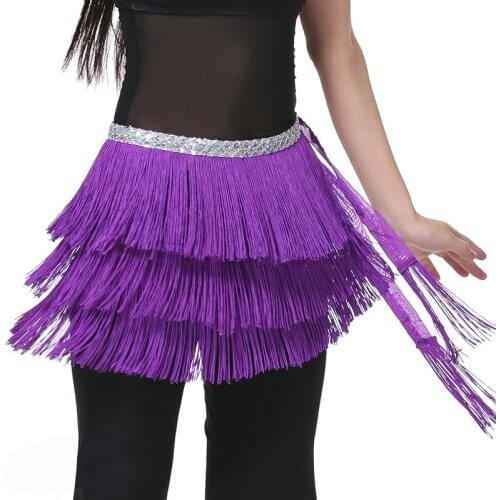 Cheap 12 Colors Belly Dance Clothes 3 Layers Wrap Hip Scarf Adjustable Fit Tassel Women Belly Dance Tassel Belt