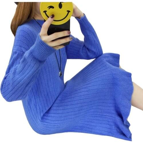 Ruffle Sweater Dress Autumn Winter 2019 Arrivals Long Sleeve Bodycon Dresses Ladies Long Knitted Sweater Dress Women Mujer L76