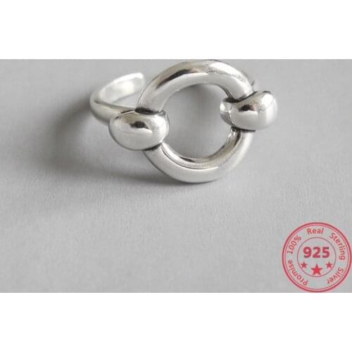 100% S925 Sterling Slive Ring Geometric Hollow Circle Good Luck Simple Ring Finger Rings for Women Fashion Party