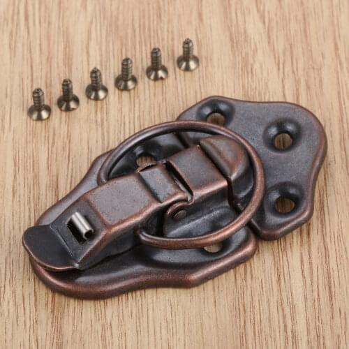 1Pc 68*38mm Vintage Antique Iron Jewelry Chest Gift Box Toggle Latch Suitcase Buckle Toggle Hasp Latch Catch Clasp Lock & Screws