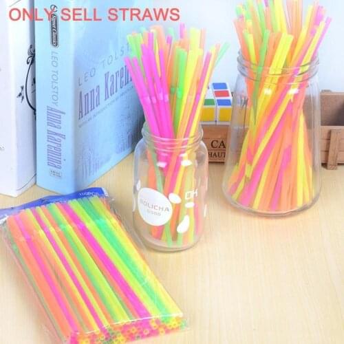 100pcs Plastic Drinking Straws Flexible Coloured DIY Drink Straw Home Bar Accessories 21cm Long Disposable Rainbow Straw