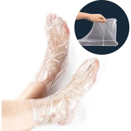 100Pcs/Pack Transparent Shoes Cover Disposable Plastic Foot Covers Paraffin Bath Wax SPA Therapy Bags Liner Booties