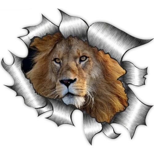 13*6cm Car Sticker Vinyl Design with Lion Pattern Torn Metal Exterior Suitable for Window Bumper