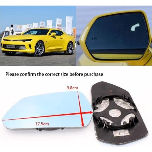 For Chevrolet Camaro Car Side View Door Wide-angle Rearview Mirror Blue Glass With Base Heated 2pcs