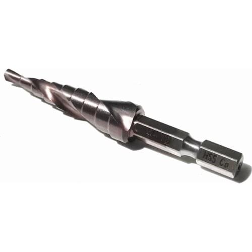 Free shipping 1PC 3-12/3-13/3-14/4-12MM HSS M35 industrial quality spiral flute Step Drill Bit cone hole cutter for SS steel