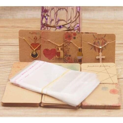 24designs Fashion Jewelry Display Necklace charms package card heart/ flower /marble style pendant displaycard50pc+50oppbag