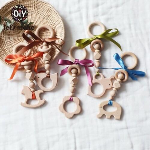 LetS Make 5Pcs Colorful Ribbon Pendant Bird Wooden Teether Baby Crib Mobile Rattle Play Gym Toys Infant Stroller Accessoires