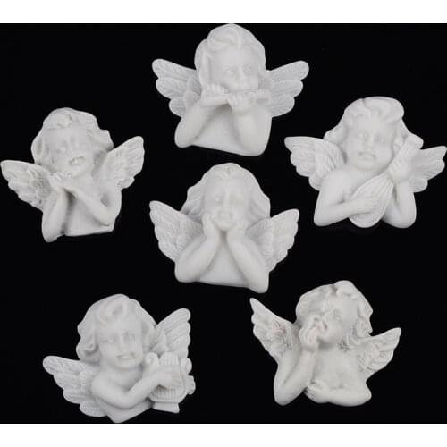6Pcs Mix Flatback Resin Embellishments White Angel Baroque Style Resin Cabochon DIY Jewelry Necklace Hair Accessories