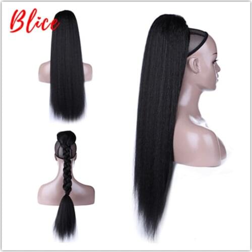 Blice 30" Kinky Straight Hair With Two Plastic Combs Drawstring Ponytail Heat Resistant 100%Kanekalon Synthetic Hair Extensions