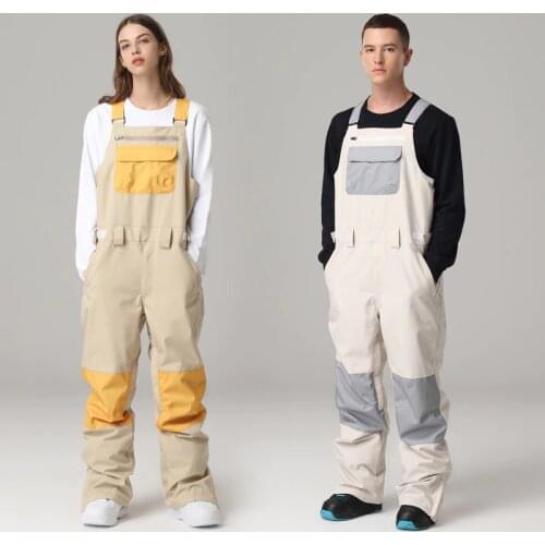 Snowboard back ski pants windproof waterproof contrast color overalls ski pants all-in-one mens and womens outdoor skiing equi