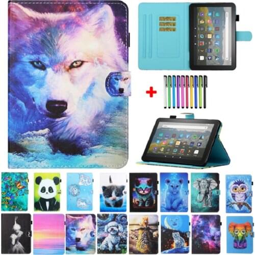 Tablet For Amazon Fire HD10 HD 10 Plus 2021 Cover Wolf Cat Panda Coque For All New Kindle Fire HD 10 Case 2021 11th Generation
