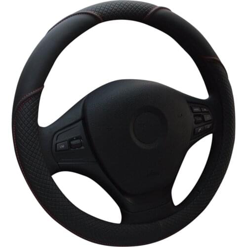 Car Steering Wheel Cover DIY Leather Skidproof Auto Steering- wheel Cover Anti-Slip Universal Embossing Leather Car-styling