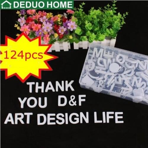 DEDUO Home Decor 124pcs/Lot White Magnetic Letters Fridge Sticker Magnet sets Letter for kids education Toys Wall Stickers