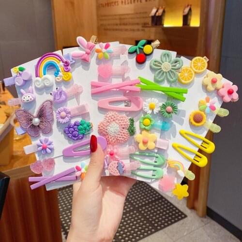 Children Cartoon Flower Fruit Rubber Bands Hairpins Girls Lovely Hair Clips Kids Hair Bands Accessories Gift for Children