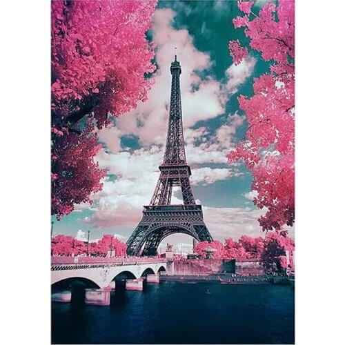 DIY 5D diamond painting landscape ‘Eiffel Tower’ round rhinestone embroidery color cross stitch home decoration