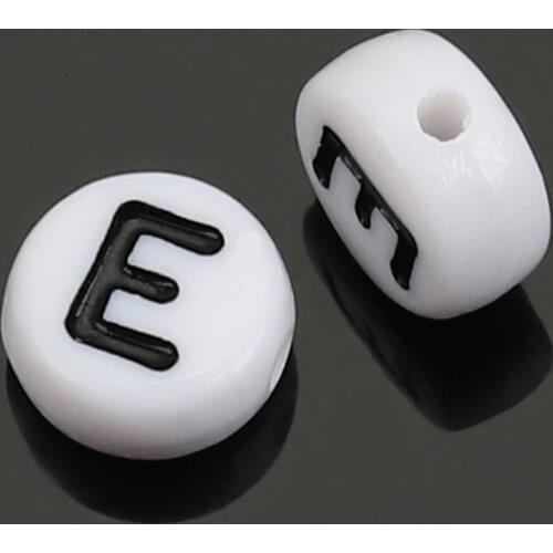 DoreenBeads 500Pcs Acrylic Alphabet/Letter "E" Flat Round Spacer Beads 7mm(B08332), yiwu
