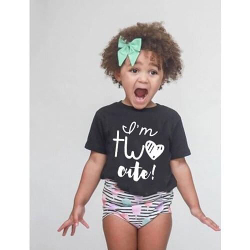 I'm Two Cute Casual Summer New Tshirt Kids Fun Print Boys Girls T Shirt Children Kids Gift O-neck Tshirt Kids Streetwear Clothes