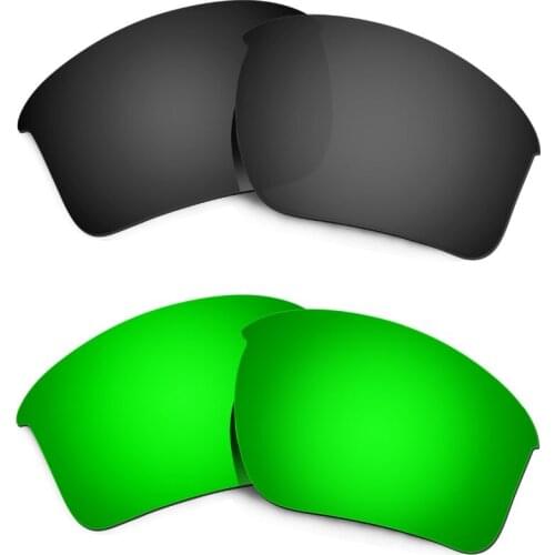 HKUCO For Half Jacket 2.0 XL Sunglasses Replacement Lenses Two Pairs Color Black/Emerald Green