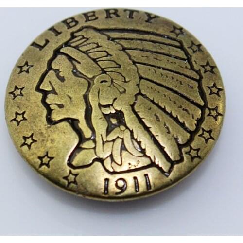 KBC03) Wholesale 50pc 7/8'' RERODUCTION Indian Head COIN CONCHO Antique-Bronze