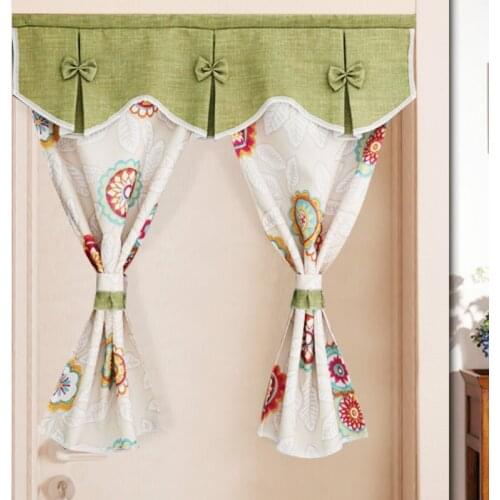 RZCortinas Short Curtains Flower Birds Printed Door Curtain with Window Valance Half Curtain for Coffee Kitchen Bathroom Drapes