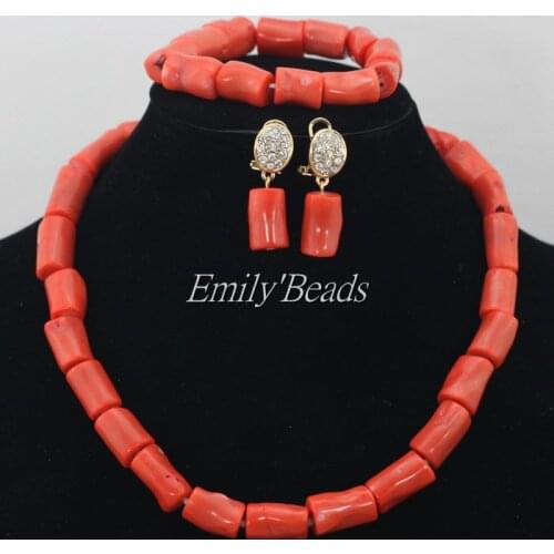 Pretty African Wedding Jewelry Set Coral Beads Necklace Set Nigerian Beaded Necklace Jewelry Full Set Free Shipping CJ453