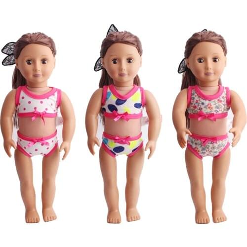 18 Inch American Doll Girls Printed Underwear Swimsuit Suit Newborn Baby Toys Accessories Fit 40-43 Cm Boy Dolls Gift c166