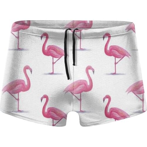 Flamingos Mens Swimwear High Quality Mens Swimming Shorts Mens Beachwear Sport Summer Holiday Surf Mens Swimsuit