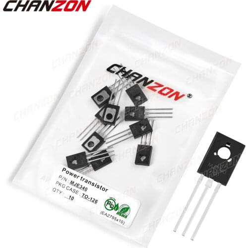 10Pcs MJE340 TO-126 Power Mosfet Transistor Bipolar Junction BJT Powerful Triode Tube Fets DIP 0.5A 300V Integrated Circuits