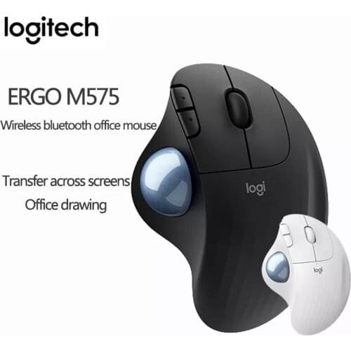 Logitech ergo m575 wireless trackball mouse ergonomic 5-button cordless 2.4ghz office mice design computer accessories