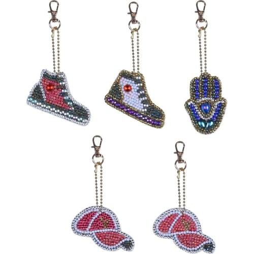 Cartoon DIY Special Shaped Diamond Painting Keychain Cartoon Gloves Hat Shoes Keyring Mosaic Embroidery Cross Stitch kits