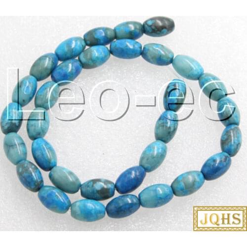 Natural 8X12mm Column blue Chrysocolla Loose Strand For Jewelry Making 15" V1268
