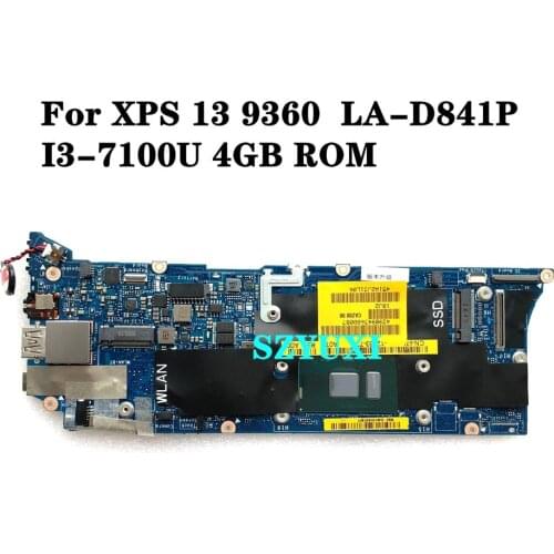 NEW I3-7100U 4GB For DELL XPS 13 9360 laptop Motherboard CAZ00 LA-D841P CN-0J54PM J54PM Mainboard 100% tested