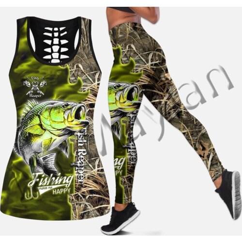 New Fish Reaper Animal Fashion Women Hollow Tanktop and Leggings for 3D Printing Hipster Leisure Female Sexy Vest Clothes Stil-4