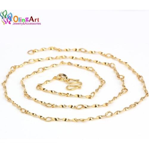 OlingArt Female Fashion 1.3MM 42CM 3pcs/lot Gold Clavicle chain hot selling necklaces DIY Women Jewelry making Accessories